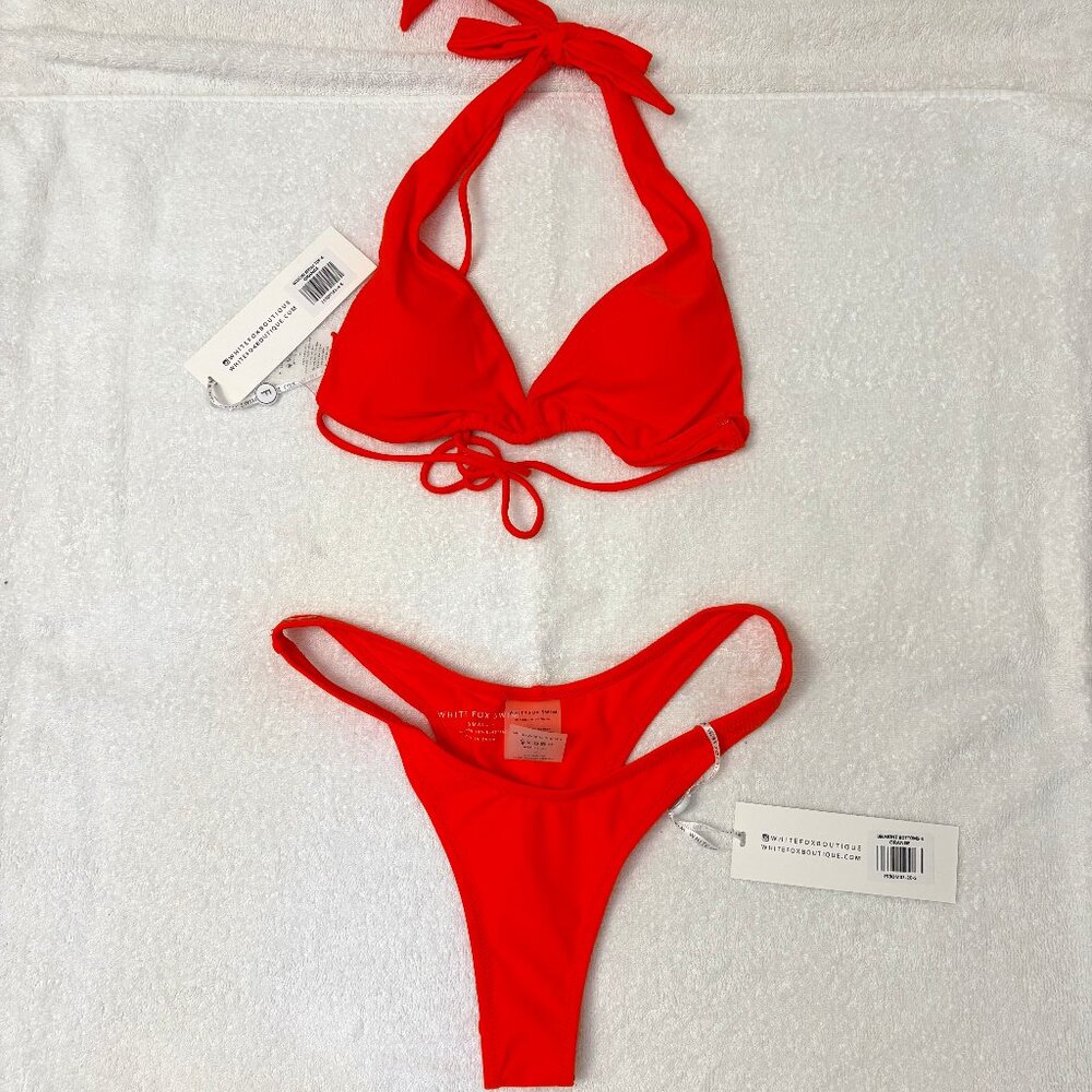 White Fox Orange Bikini Size S - NWT